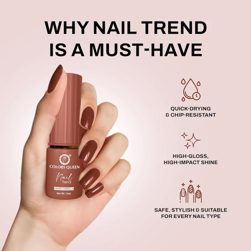 Colors Queen Nail Trend Glossy Nail Polish | Chip Resisting & Quick Drying Nail Paint with High Shine | 7 Toxin Free Formula | Vegan & Cruelty Free | Long Lasting & Vibrant Nail Paint for Women ( Valentine, 13ml) thumbnail 4